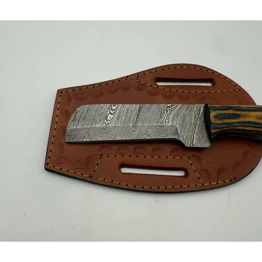 Handmade Damascus Steel Fixed Blade Knife w/ Leather Sheath – Pakistan Made NEW